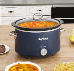 NEW 4QT Slow Cooker & Mini Food Warmer with Removable Ceramic Pot, 3 Heating Settings