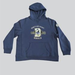 Disney vintage Donald Duck Light blue faded 90’s heavyweight hoodie sweatshirt  Size Large 