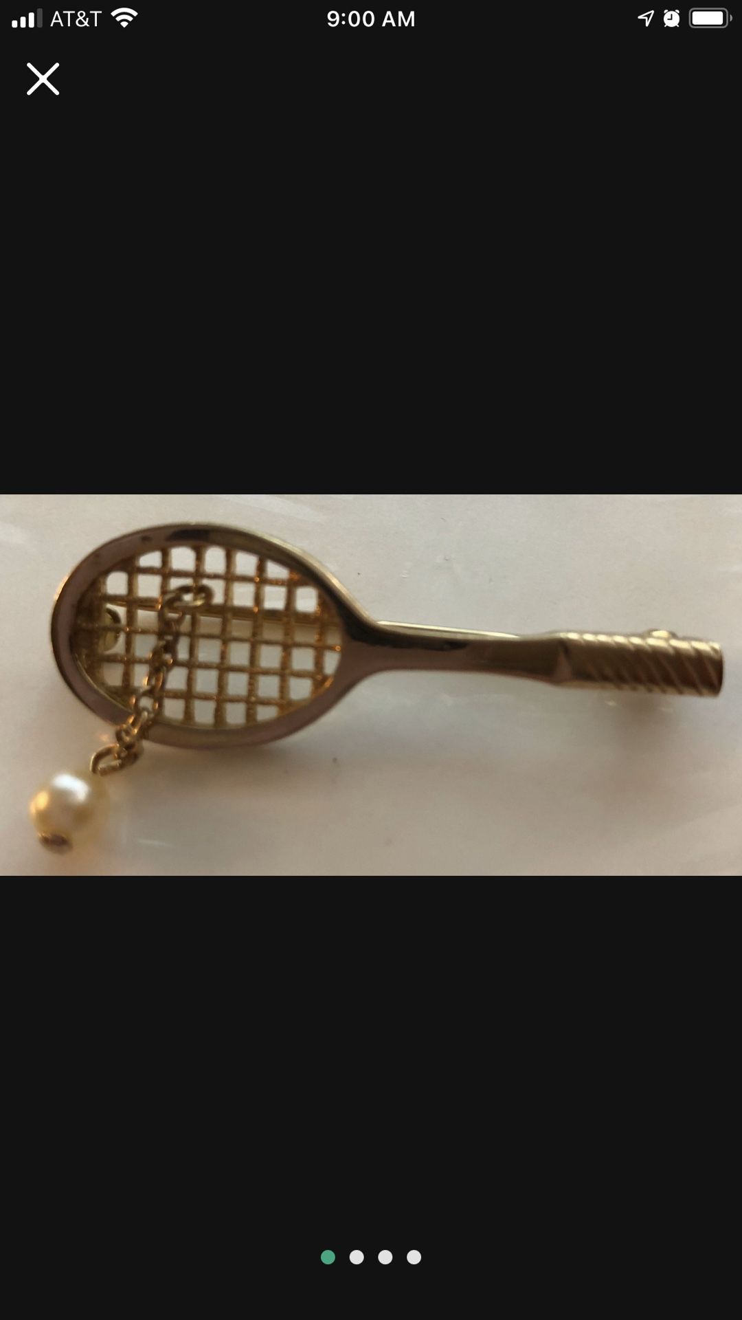 2 inch long Avon brand tennis racket brooch pin