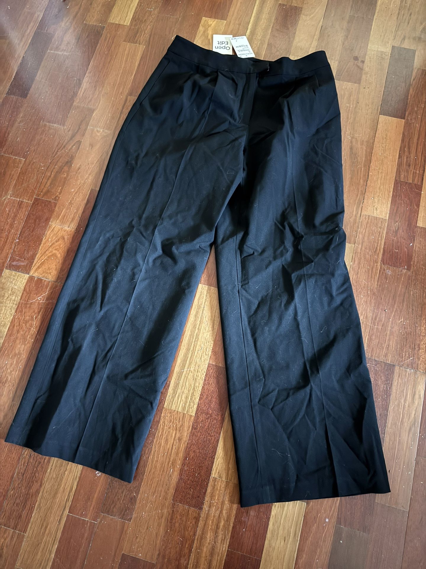 black wide-leg dress pants size 10 open edit brand