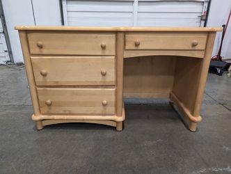 Functional Light Wood Desk with Multiple Drawers