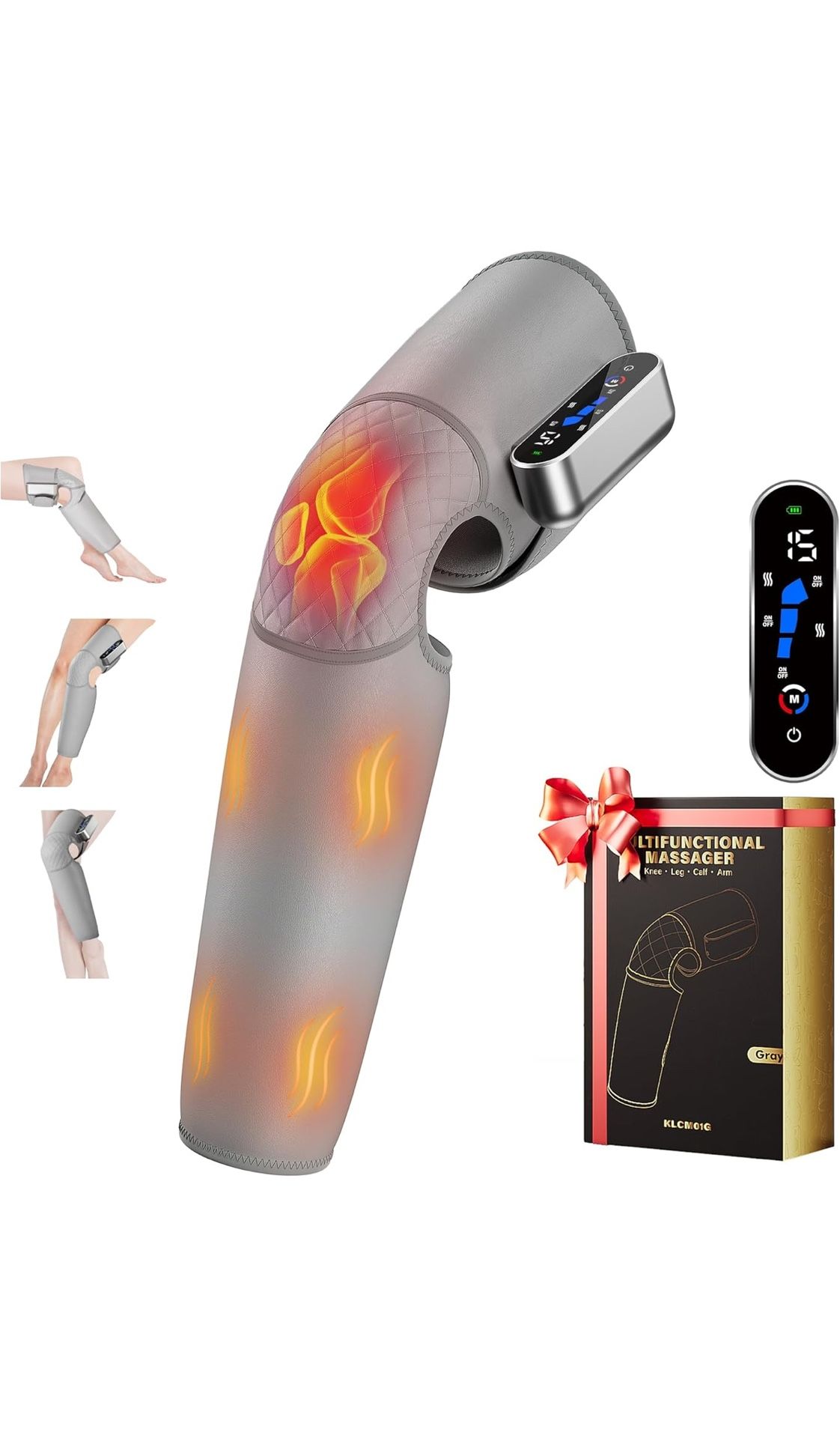 SUMELL Leg Massager for Circulation and Pain Relief FSA Knee Massager with Heat Therapy All-in-1 Leg Compression Massager, Adjustable Area-Intensity-T