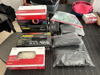 Lot Of Vinyl Gloves And Face Masks