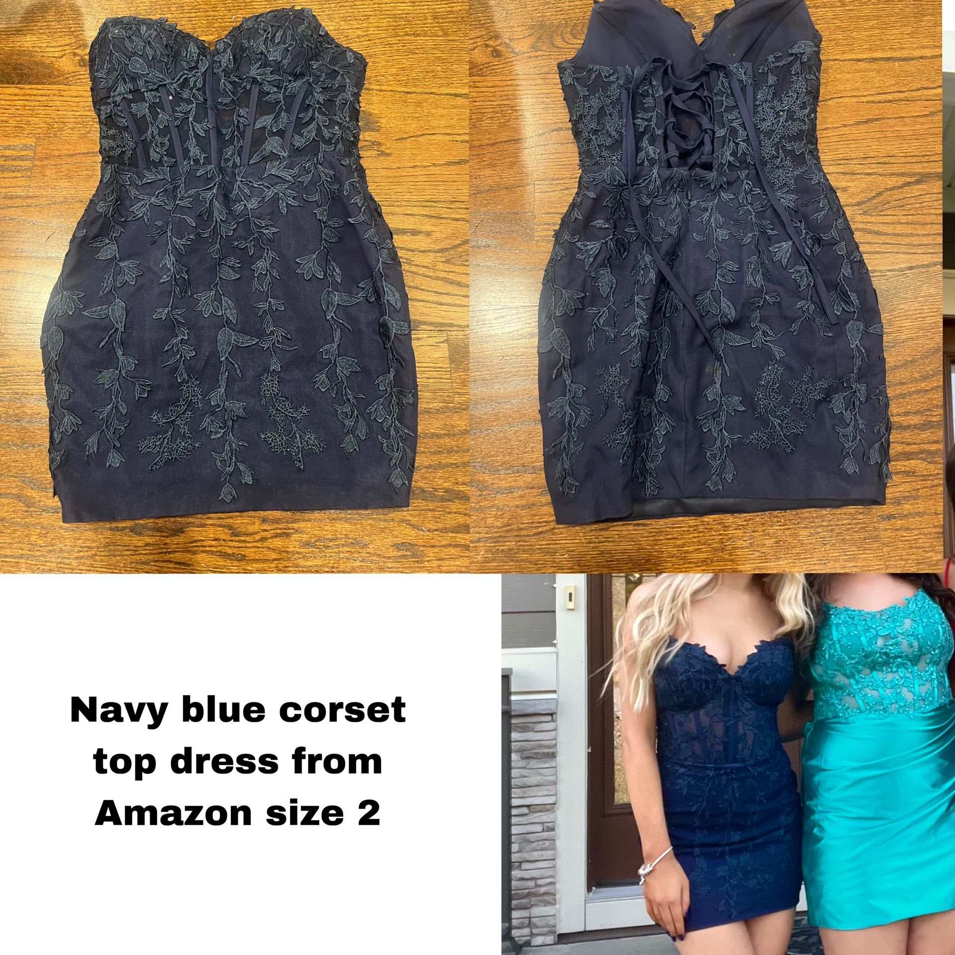Navy blue corset top dress