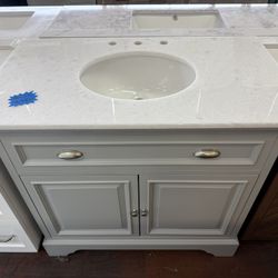 Sadie 38 in. Single Sink Dove Gray Bath Vanity with Natural White Marble Top