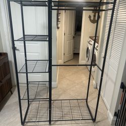 Metal Clothing Rack / Organizer (Shelves + Hanging Space)