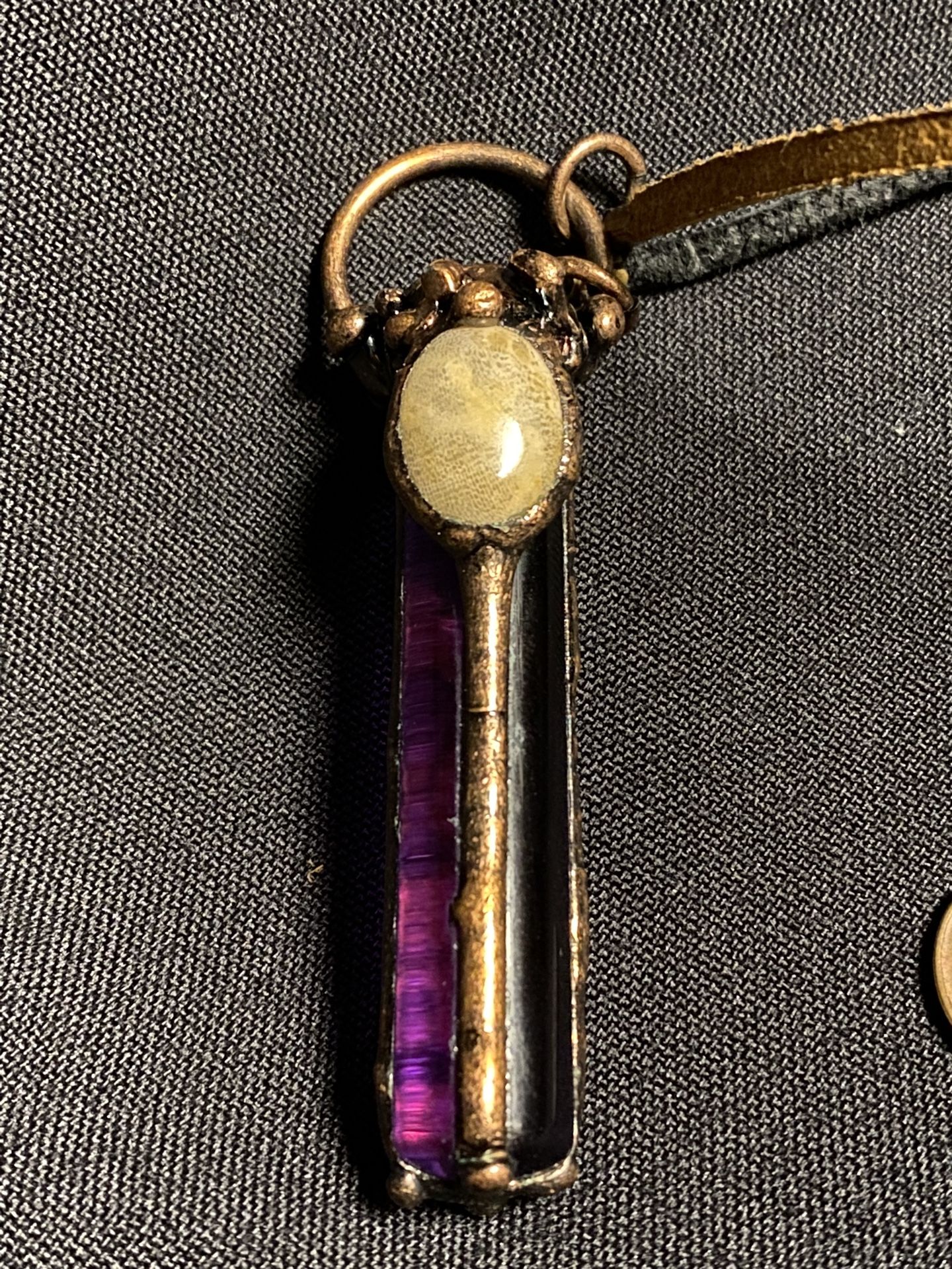 Amethyst Open Moonstone Copper Electroformed Pendant Necklace