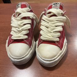 Maison Mihara Yasuhiro MMY Red Canvas Lace-Up Sneakers