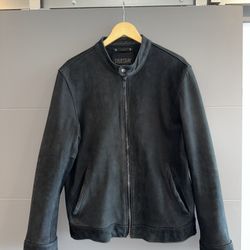 Matte Black Leather Racer Jacket