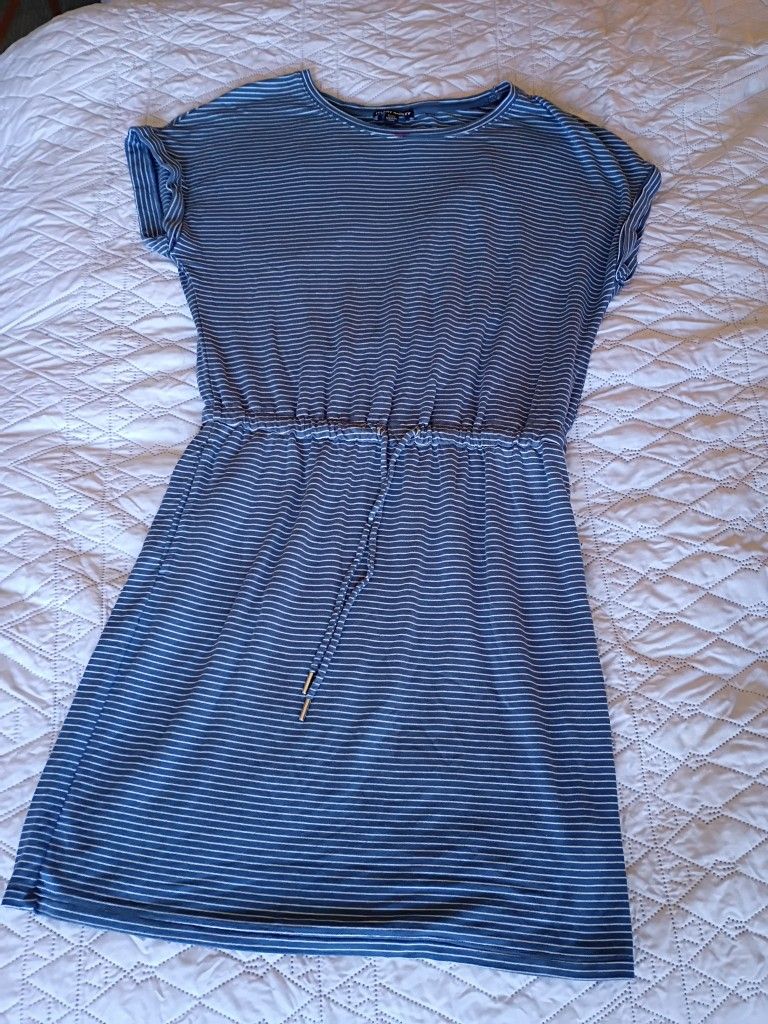 Navy And White Stripes Ladies Dress