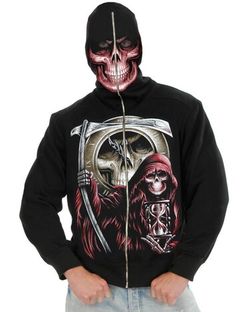 Adult Men's Grim Reaper Black Hoodie Sweatshirt clown hoodie perfect for Halloween all sizes availab 