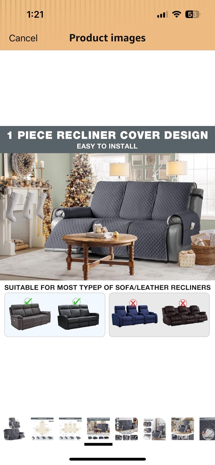 100% Waterproof Recliner Covers, Recliner Sofa Covers with Leg Straps, Reversible Recliner Couch Cover for Reclining Chair, Washable Couch Protector f