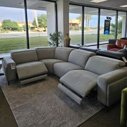 Fabric Sectional w/ 2 power recliners  - Adney 