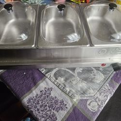 Electrics 3-Station Stainless Steel Buffet Warmer & Serving Tray