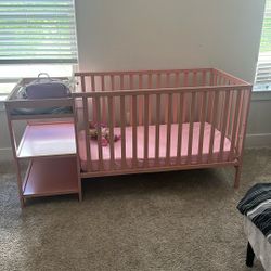 Pink Baby Crib Barely Used 