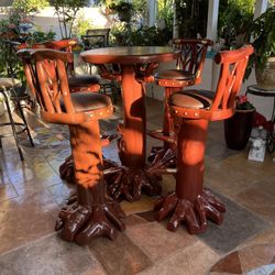 Tree Furniture Four Stools And Table