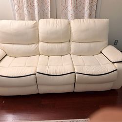 Cream leather recliner sofa and loveseat