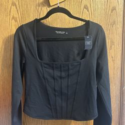 Abercrombie Black Corset Long Sleeve - Large