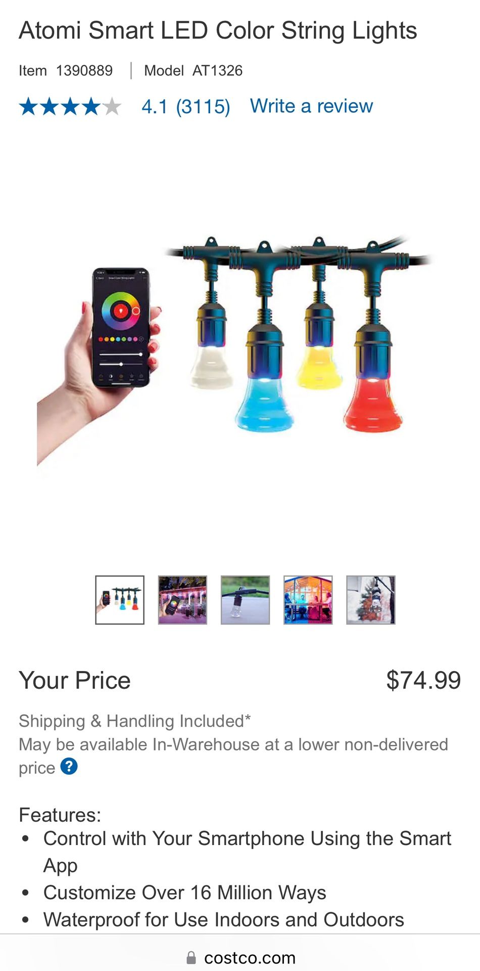 Atomi Smart LED Color String Lights