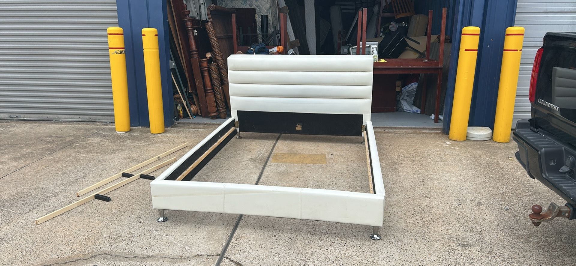 Queen size bed frame headboard, footboard side rails $150