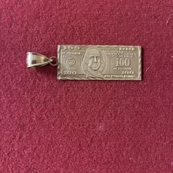 10k $100 Bill Pendant 