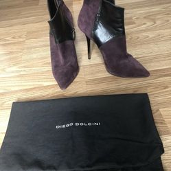 DIEGO DOLCINI Purple Suede Black Leather SHOE BOOT BOOTIES STILETTO