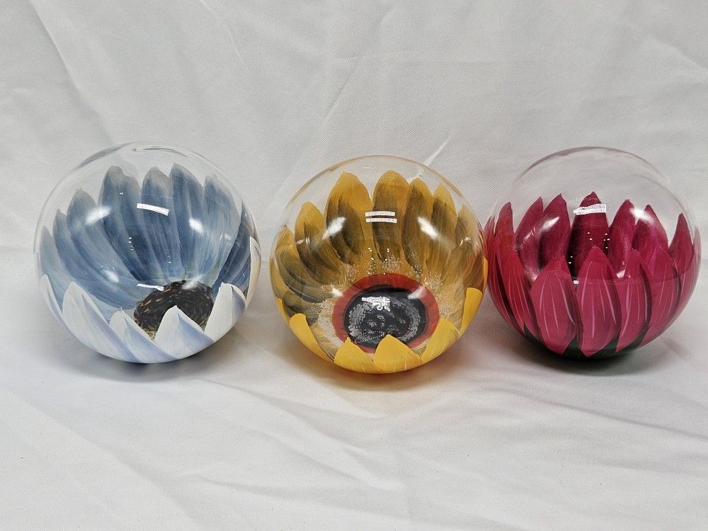 Decorative Glass SPHERE 4 in. Diameter ORB 3 balls total home decor bowl art designer hand painted