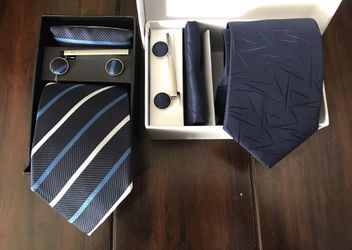 BRAND NEW Tie, Cuff Links, Tie Clip & Hanky Set - $10 or 2 For $15