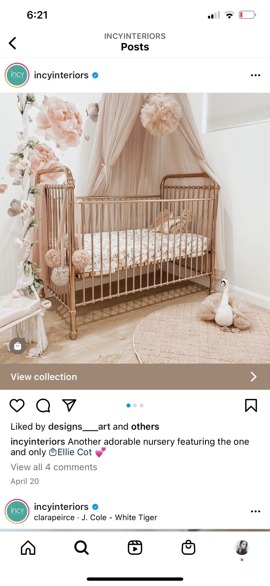 Baby Crib- Rose Gold