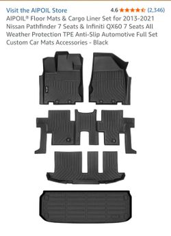 Floor Mats & Cargo Liner Set for 2013-2021 Nissan Pathfinder 7 Seats & Infiniti QX60 7 Seats All Weather