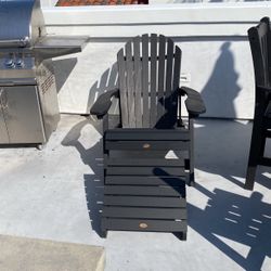 High Wood Black Adirondack Chair And Ottoman