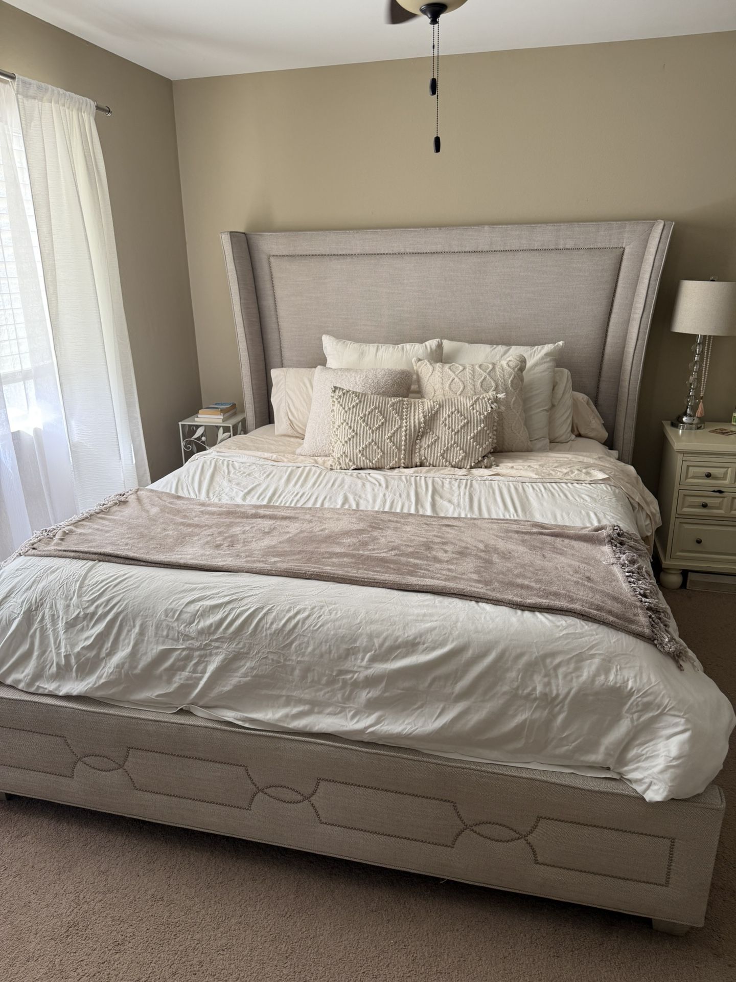 Grey King/CalKing Bed Frame & Headboard