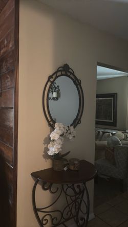 mirror and metal table