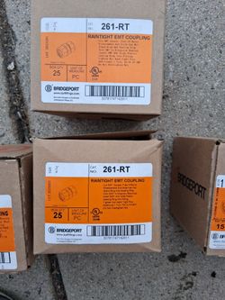 Bridgeport 261-RT Raintight EMT Coupling 3/4" – 2 Boxes of 25