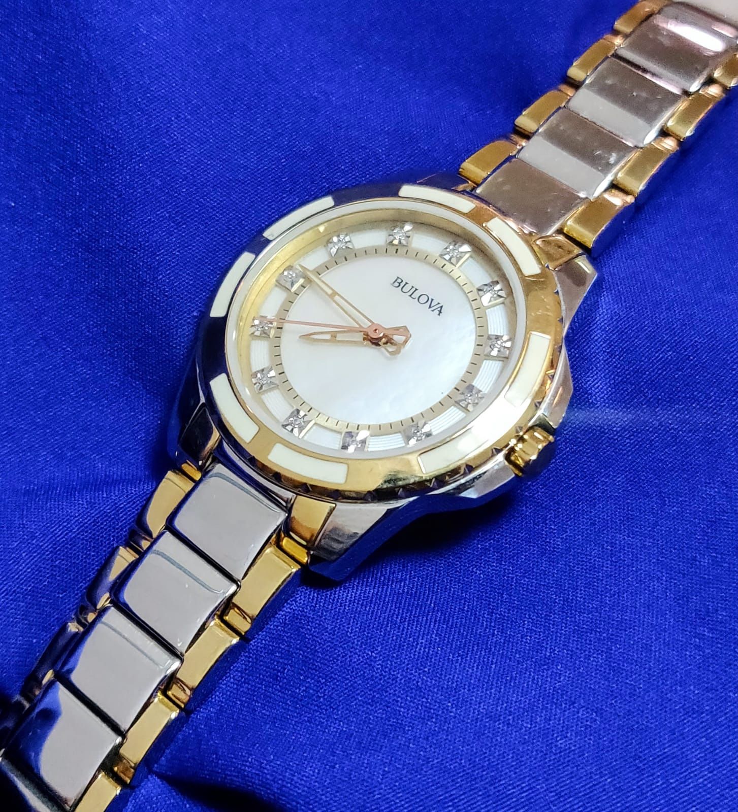 Bulova Mother of Pearl Diamond Marker 34mm Women’s Watch 98P140