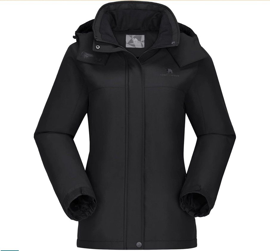 Camel Crown Women's Plus Size 3X Black Winter Coat Waterproof Warm Fleece Interior