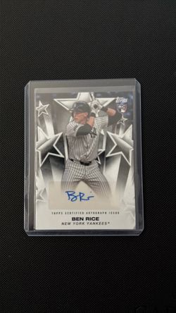 Ben rice Topps certified autograph baseball card