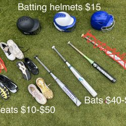 Easton, Louisville, Demarini Fastpitch Bats, Batting Helmets, cleats