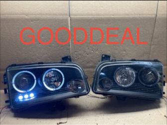 #OH136 2006-2010 Dodge Charger Halo LED Halogen Headlight Pair