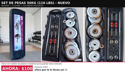 Set de pesas de 50KG (110 libras) ajustable." NUEVO" .
