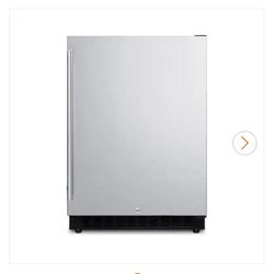 Summit Appliance 24 in. W 4.8 cu. ft. Freezerless Mini Refrigerator in Stainless Steel Counter Depth For outdoor bbq build in or indoors New 350$ Pick