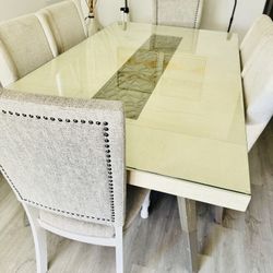 Dining Table Set With 6 Chairs (Grey) 