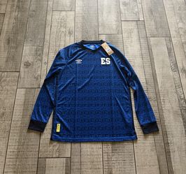 Umbro El Salvador Soccer Jersey Blue Black Long Sleeve Large Officially Licensed