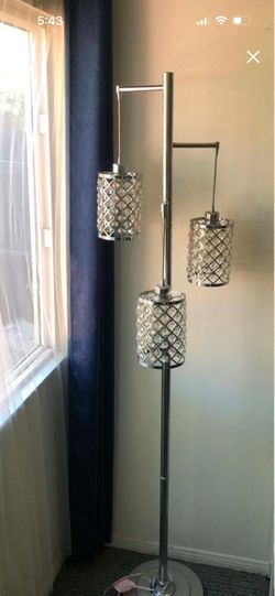 3-Light Crystal Floor Lamp Chrome Finish