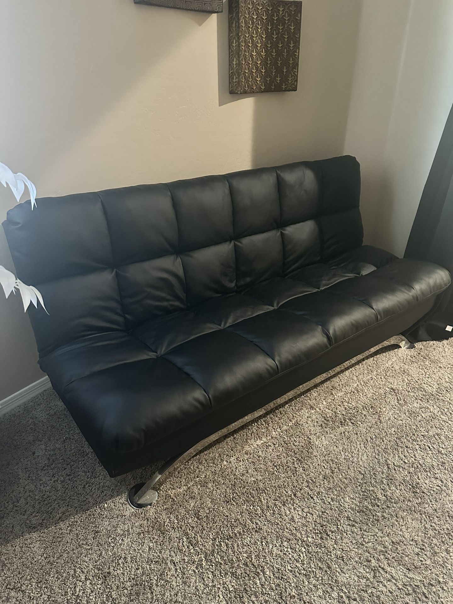 Black Leather Futon