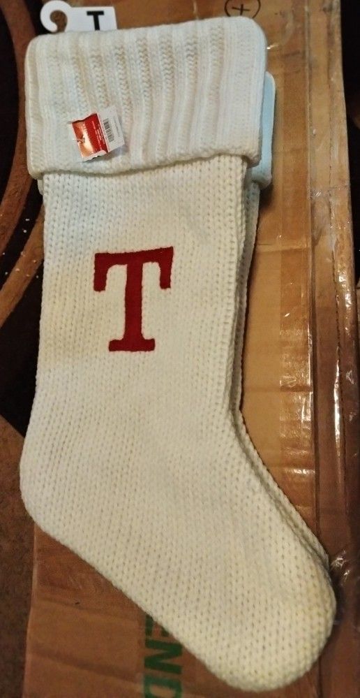 Knit Monogram Christmas Stocking White - Wondershop