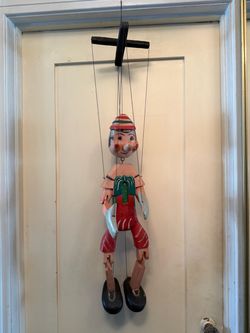 Vintage Wooden Pinocchio Marionette Puppet Decor