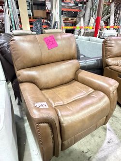 Brown Leather Power Reclining chair from Costco