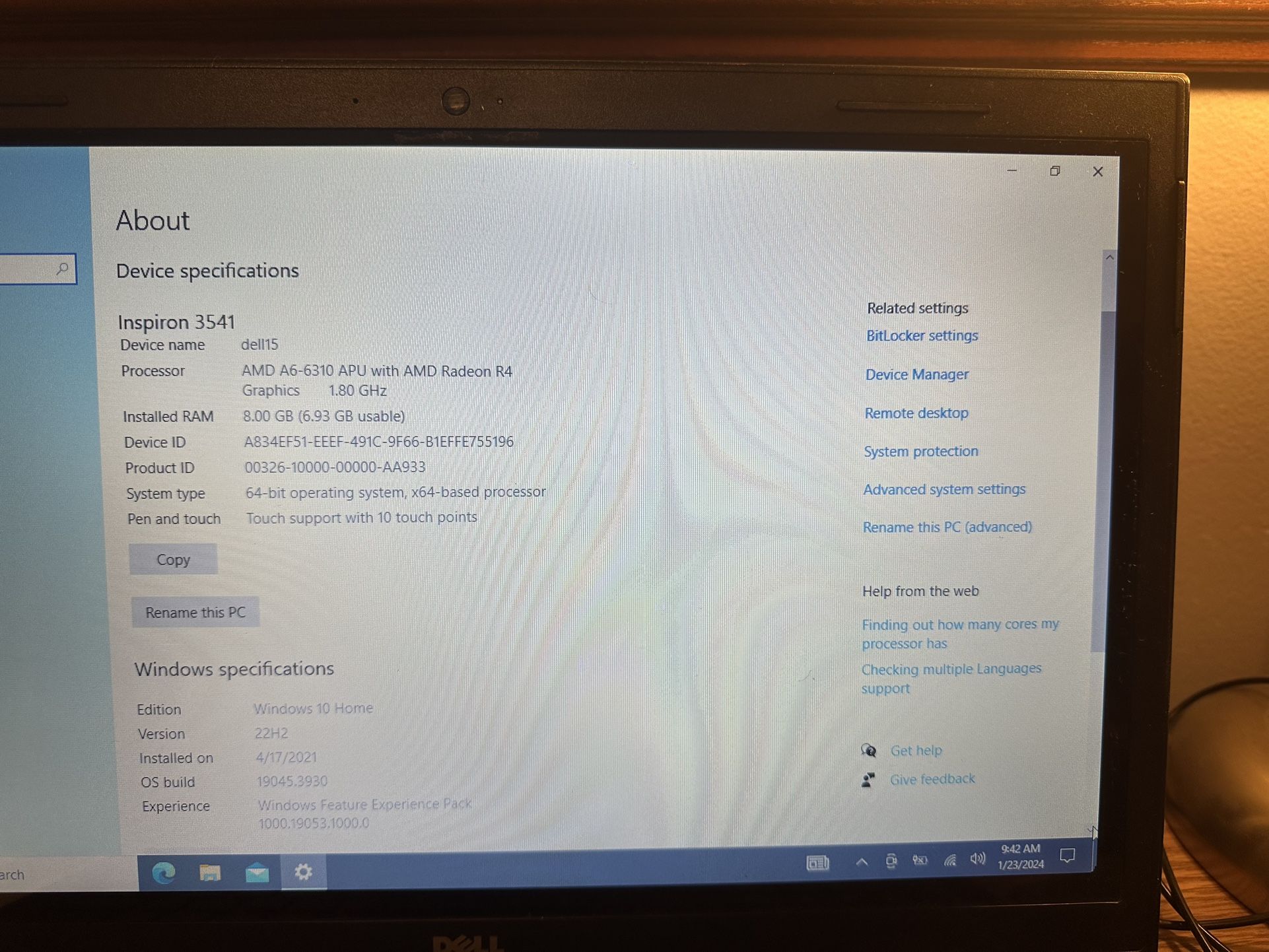 dell  laptop 3541