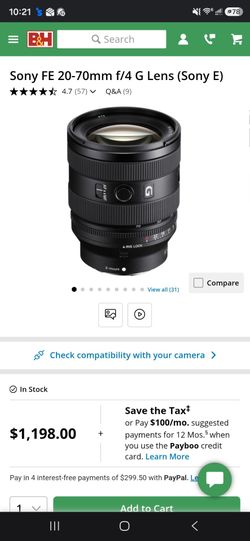 Sony Camera Lens 20-70mm f/4 G FE Lens (Sony E)